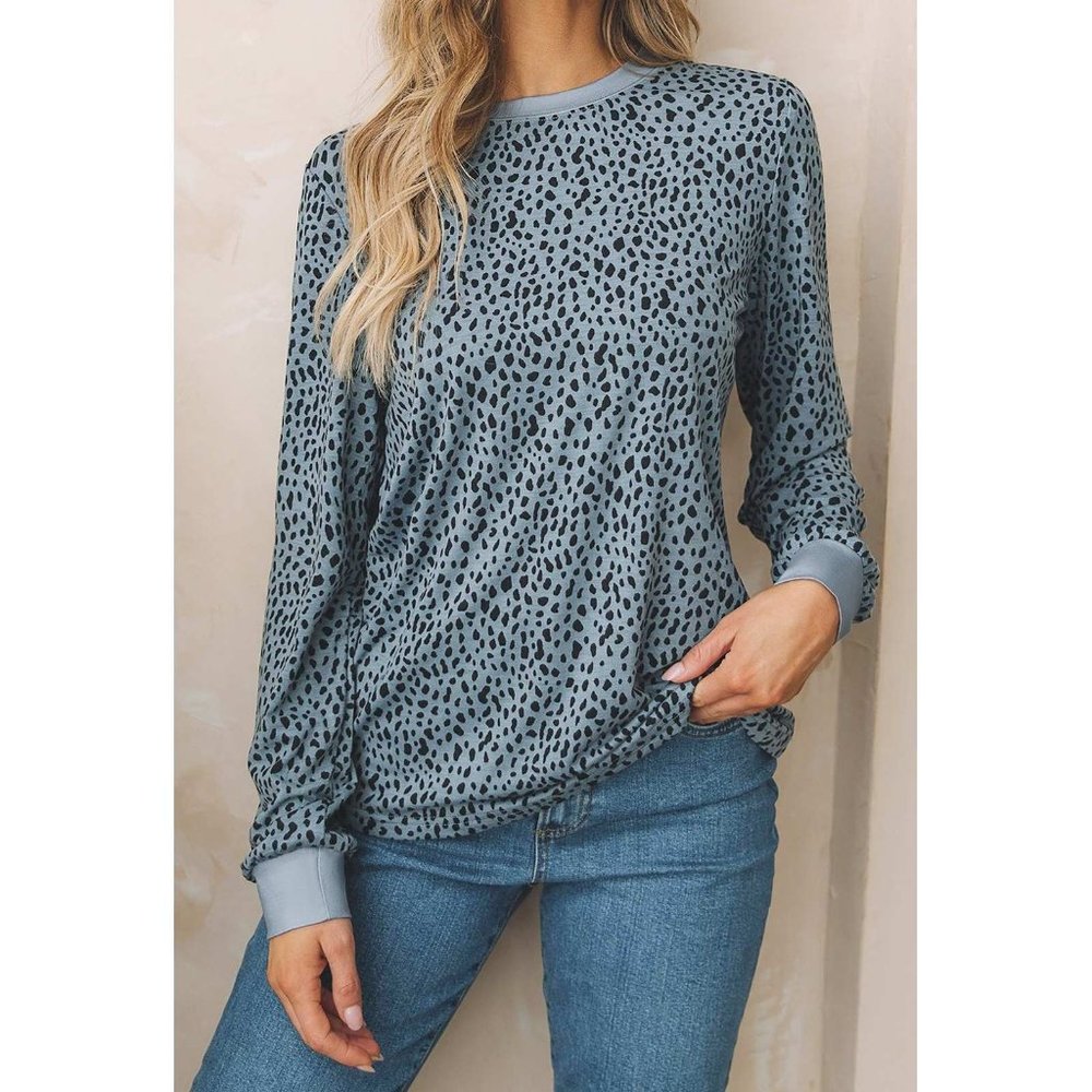 Animal Spotted Print Round Neck Long Sleeve Top X LARGE  (4411) - Picture 10 of 10
